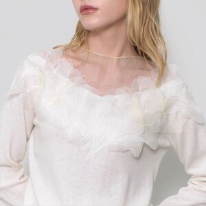 Elegant White Floral Sweater